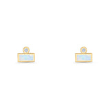 Rectangular 5.8mm Lab Created Opal Bar Stud Earring 925 Sterling Silver