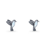 Hummingbird Stud Earring Lab Created Opal 925 Sterling Silver