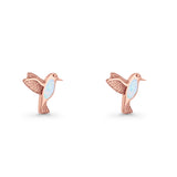 Hummingbird Stud Earring Lab Created Opal 925 Sterling Silver