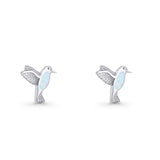 Hummingbird Stud Earring Lab Created Opal 925 Sterling Silver