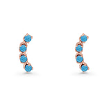 Round 11.6mm Lab Created Opal Climber Stud Earring 925 Sterling Silver