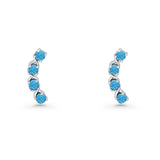 Round 11.6mm Lab Created Opal Climber Stud Earring 925 Sterling Silver