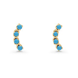 Round 11.6mm Lab Created Opal Climber Stud Earring 925 Sterling Silver