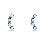 Round 11.6mm Lab Created Opal Climber Stud Earring 925 Sterling Silver