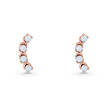 Round 11.6mm Lab Created Opal Climber Stud Earring 925 Sterling Silver