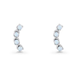 Round 11.6mm Lab Created Opal Climber Stud Earring 925 Sterling Silver