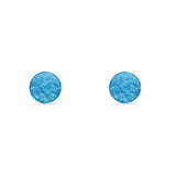 Round 7mm Lab Created Opal Solitaire Stud Earring 925 Sterling Silver
