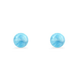 Round 7mm Lab Created Opal Solitaire Stud Earring 925 Sterling Silver