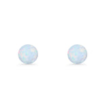 Round 7mm Lab Created Opal Solitaire Stud Earring 925 Sterling Silver