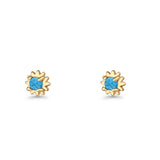 Round 3.9mm Lab Created Opal Flower Stud Earring 925 Sterling Silver