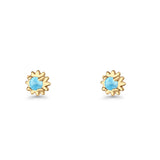 Round 3.9mm Lab Created Opal Flower Stud Earring 925 Sterling Silver