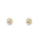 Round 3.9mm Lab Created Opal Flower Stud Earring 925 Sterling Silver