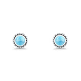 Round Twisted Rope Stud Earring Lab Created Opal 925 Sterling Silver