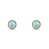 Round Twisted Rope Stud Earring Lab Created Opal 925 Sterling Silver