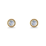 Round Twisted Rope Stud Earring Lab Created Opal 925 Sterling Silver