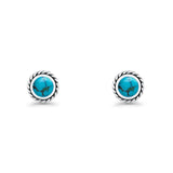 Round Twisted Rope Stud Earring Lab Created Opal 925 Sterling Silver