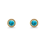 Round Twisted Rope Stud Earring Lab Created Opal 925 Sterling Silver