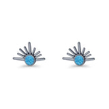 Round 7.5mm Sunset Stud Earring Lab Created Opal 925 Sterling Silver