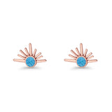 Round 7.5mm Sunset Stud Earring Lab Created Opal 925 Sterling Silver