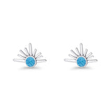 Round 7.5mm Sunset Stud Earring Lab Created Opal 925 Sterling Silver