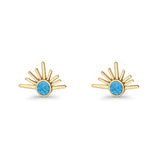 Round 7.5mm Sunset Stud Earring Lab Created Opal 925 Sterling Silver