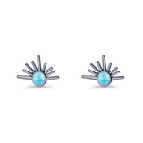 Round 7.5mm Sunset Stud Earring Lab Created Opal 925 Sterling Silver