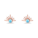 Round 7.5mm Sunset Stud Earring Lab Created Opal 925 Sterling Silver