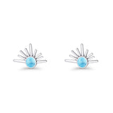 Round 7.5mm Sunset Stud Earring Lab Created Opal 925 Sterling Silver