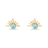 Round 7.5mm Sunset Stud Earring Lab Created Opal 925 Sterling Silver