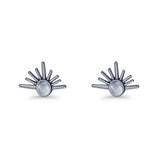 Round 7.5mm Sunset Stud Earring Lab Created Opal 925 Sterling Silver
