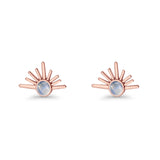 Round 7.5mm Sunset Stud Earring Lab Created Opal 925 Sterling Silver