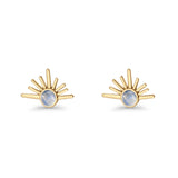 Round 7.5mm Sunset Stud Earring Lab Created Opal 925 Sterling Silver