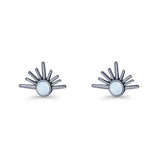 Round 7.5mm Sunset Stud Earring Lab Created Opal 925 Sterling Silver