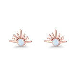 Round 7.5mm Sunset Stud Earring Lab Created Opal 925 Sterling Silver