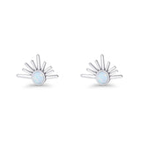 Round 7.5mm Sunset Stud Earring Lab Created Opal 925 Sterling Silver