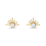 Round 7.5mm Sunset Stud Earring Lab Created Opal 925 Sterling Silver