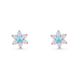 Round 8.7mm Lab Created Opal Floral Stud Earring 925 Sterling Silver