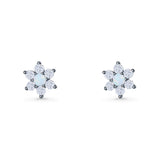 Round 8.7mm Lab Created Opal Floral Stud Earring 925 Sterling Silver