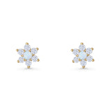 Round 8.7mm Lab Created Opal Floral Stud Earring 925 Sterling Silver