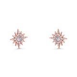 Starburst Stud Earring 10.7mm Lab Created Opal & Cubic Zirconia 925 Sterling Silver