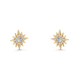 Starburst Stud Earring 10.7mm Lab Created Opal & Cubic Zirconia 925 Sterling Silver