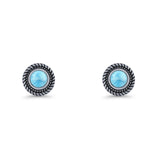 Round 8mm Lab Created Opal Twisted Rope Stud Earring 925 Sterling Silver