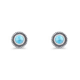 Round 8mm Lab Created Opal Twisted Rope Stud Earring 925 Sterling Silver