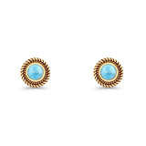 Round 8mm Lab Created Opal Twisted Rope Stud Earring 925 Sterling Silver