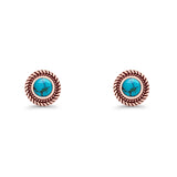 Round 8mm Lab Created Opal Twisted Rope Stud Earring 925 Sterling Silver