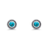 Round 8mm Lab Created Opal Twisted Rope Stud Earring 925 Sterling Silver