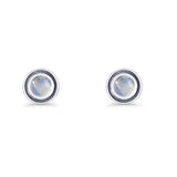 Minimalist 6.8mm Lab Created Opal Bali Stud Earring  925 Sterling Silver