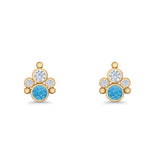 Paw Print Stud Earring Lab Created Opal & Cubic Zirconia 925 Sterling Silver