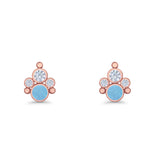 Paw Print Stud Earring Lab Created Opal & Cubic Zirconia 925 Sterling Silver