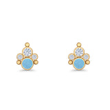 Paw Print Stud Earring Lab Created Opal & Cubic Zirconia 925 Sterling Silver